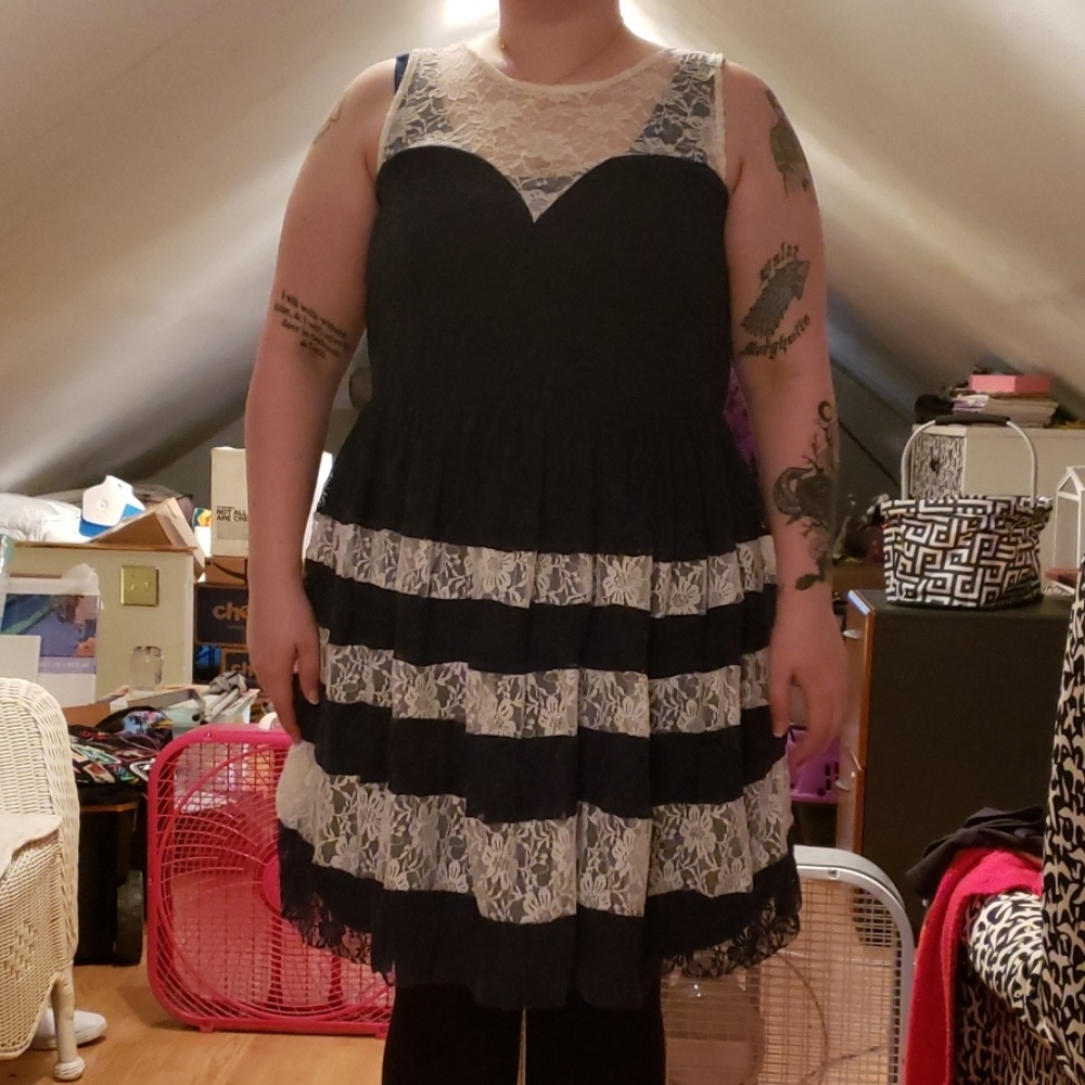 Navy and White Lace Dress